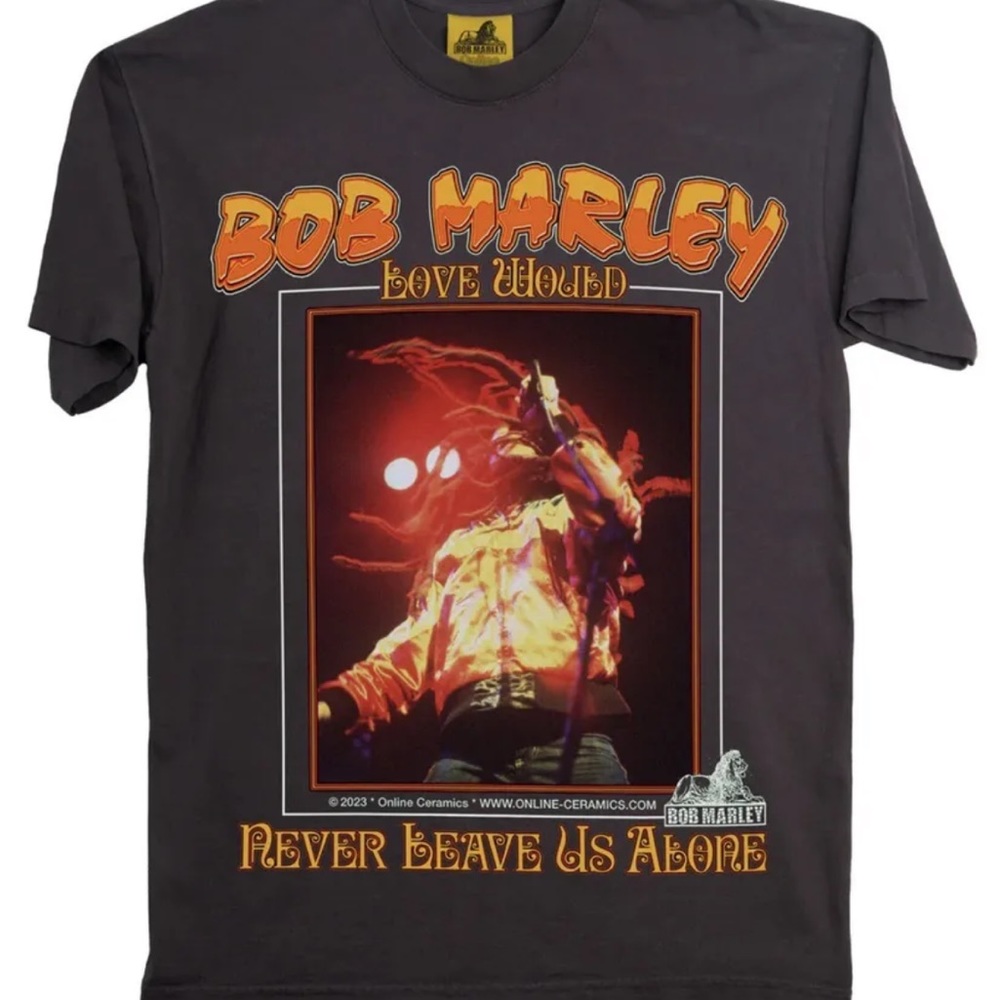 New ONLINE CERAMICS x Bob Marley t shirt “love would never leave us” small